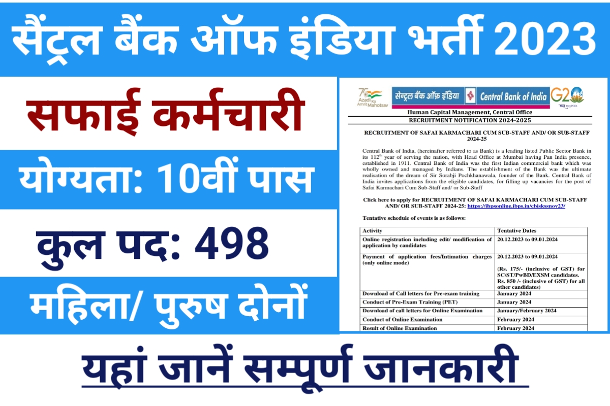 CBI Safai Karmachari Recruitment 2023