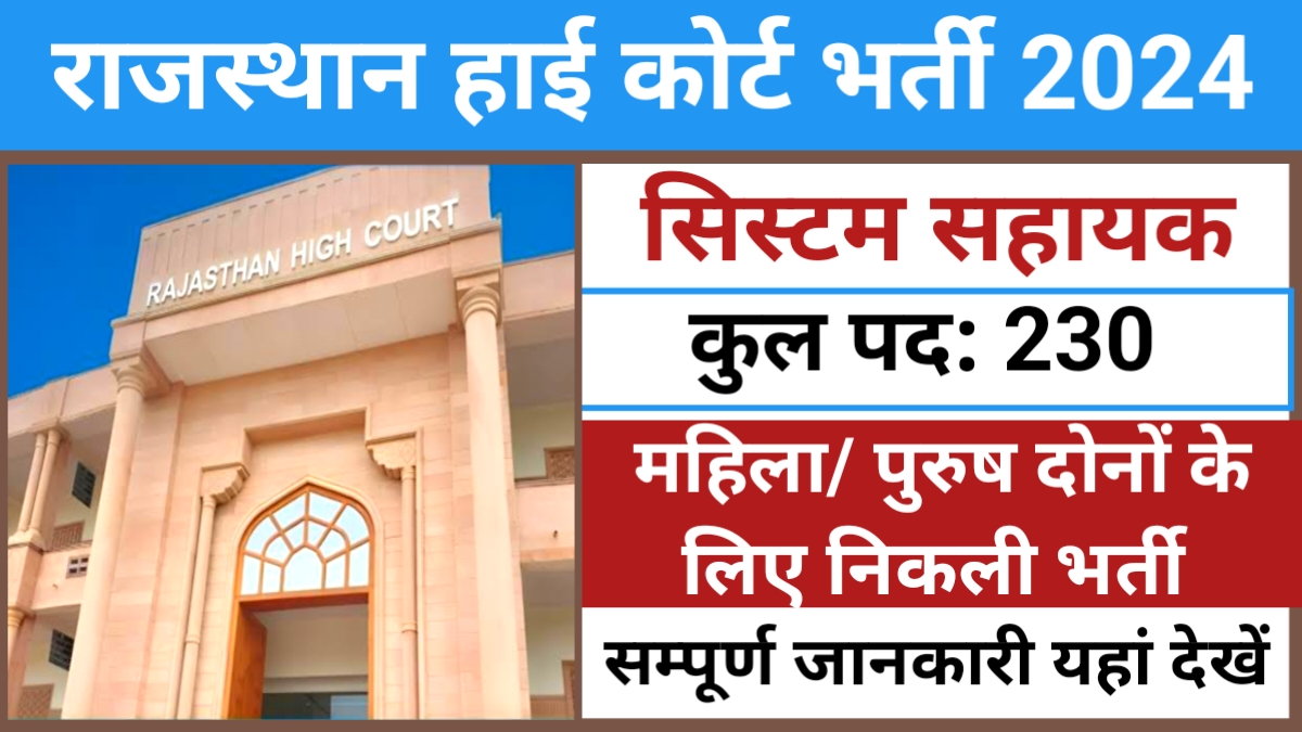 Rajasthan HC System Assistant Recruitment 2024